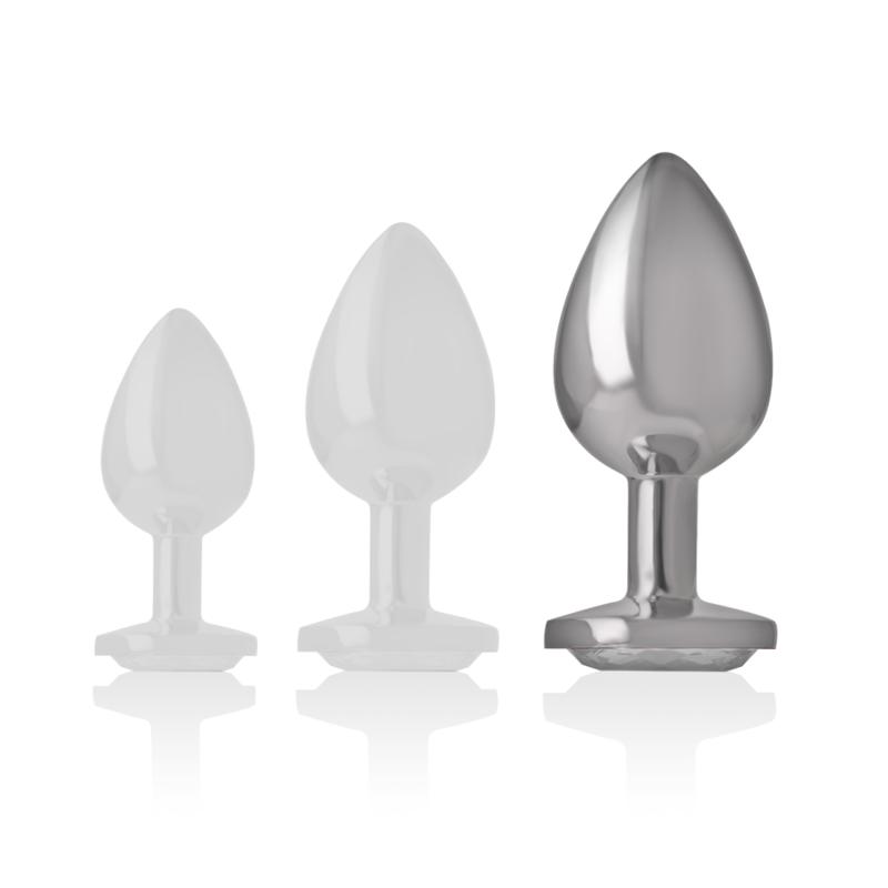 INTENSE - PLUG ANAL EN MÉTAL ALUMINIUM AVEC CRISTAL ARGENTÉ, TAILLE L