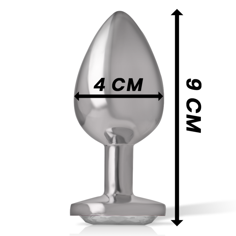 INTENSE - ALUMINIUM METALEN ANAAL PLUG MET ZILVEREN KRISTAL, MAAT L