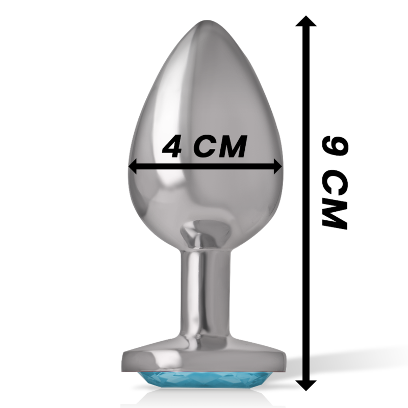 INTENSE - ALUMINIUM METALEN ANAAL PLUG MET BLAUWE KRISTAL, MAAT L