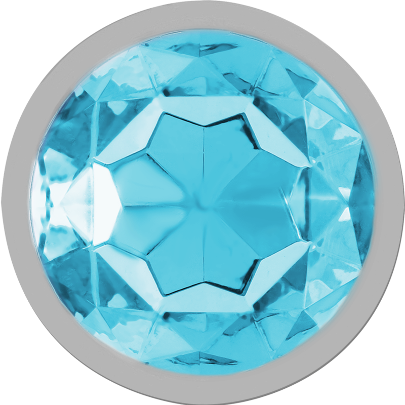 INTENSE - ALUMINIUM METALEN ANAAL PLUG MET BLAUWE KRISTAL, MAAT L