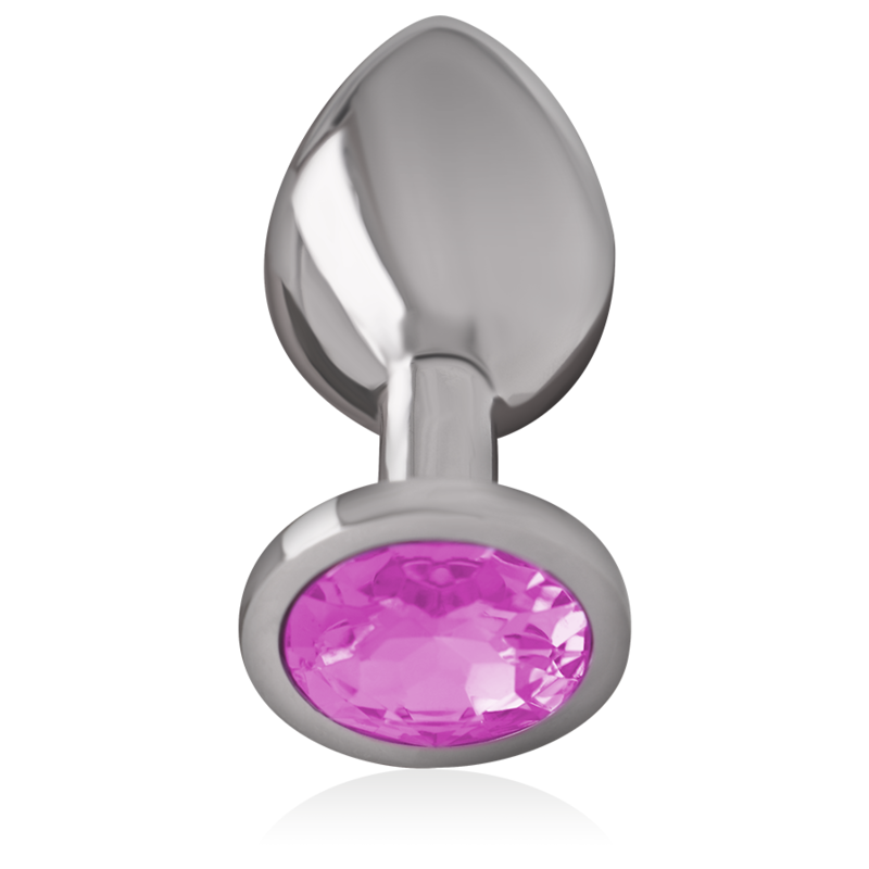 INTENSE - ALUMINUM METAL ANAL PLUG WITH PINK CRYSTAL, SIZE S