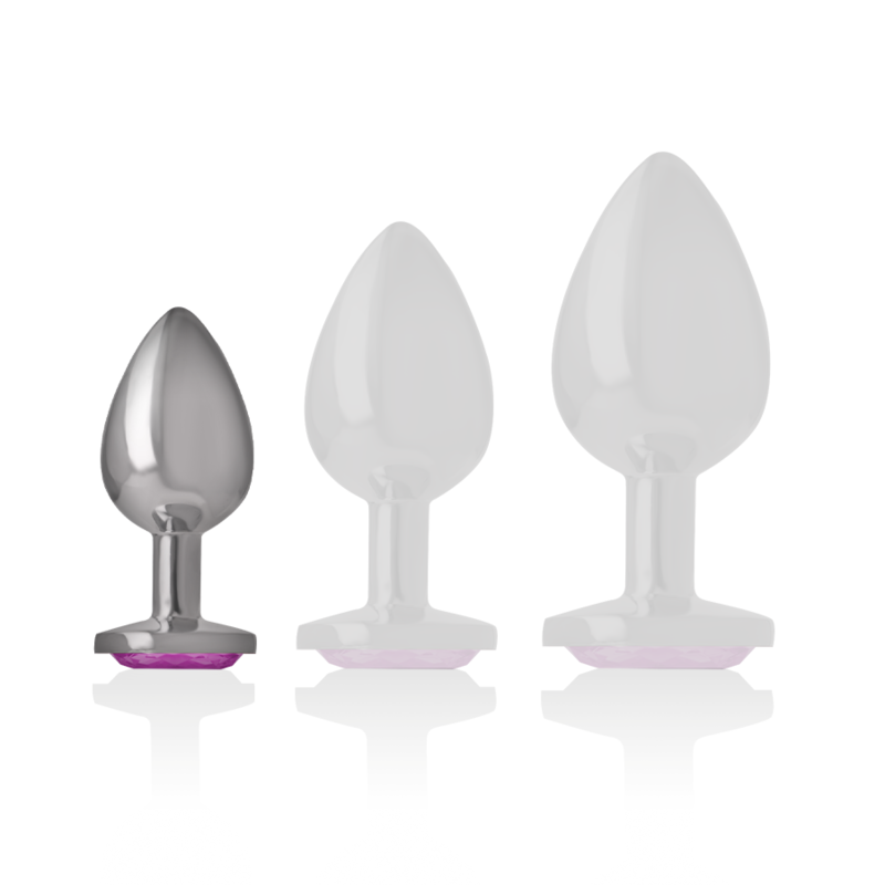 INTENSE - ALUMINUM METAL ANAL PLUG WITH PINK CRYSTAL, SIZE S