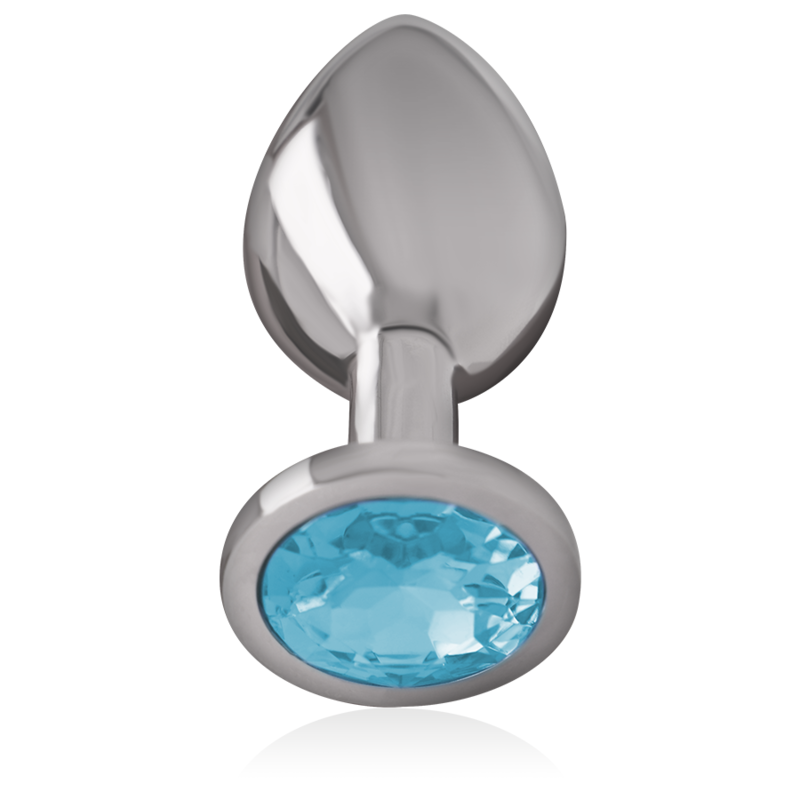 INTENSE - ALUMINIUM METALEN ANAAL PLUG MET BLAUWE KRISTAL, MAAT L