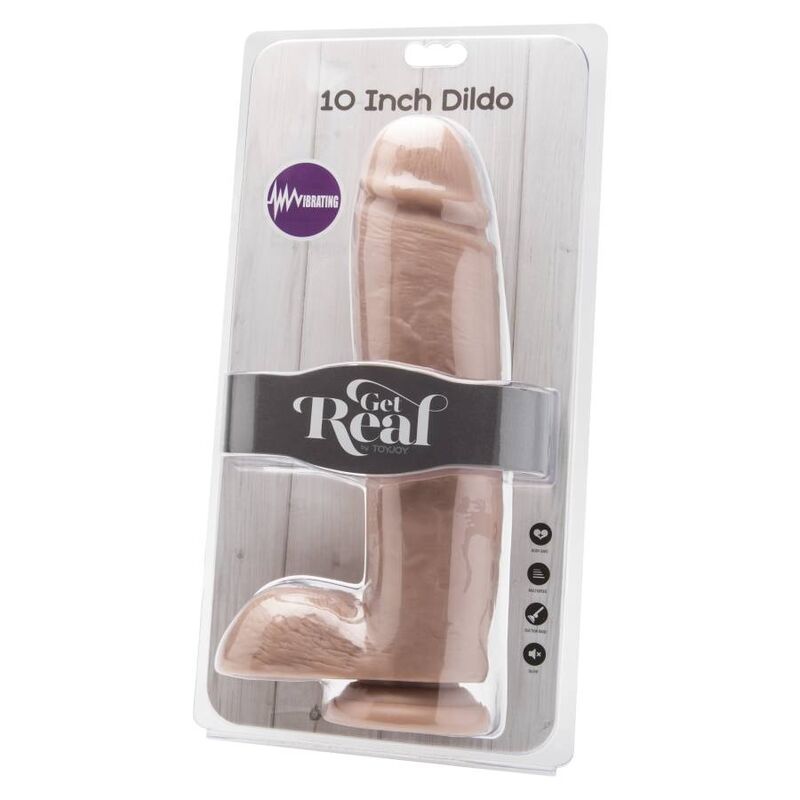 GET REAL - DILDO 25,5 CM AVEC COUILLES VIBRATEUR PEAU