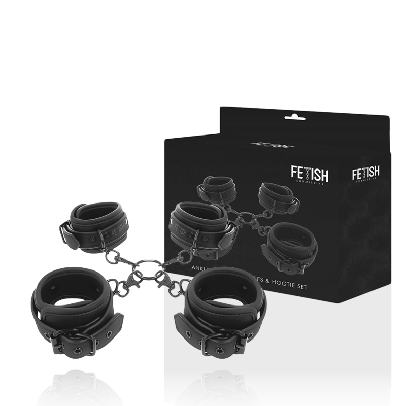 FETISH SUBMISSIVE - HAND AND ANKLE HANDCUFF SET WITH NOPRENE LINING