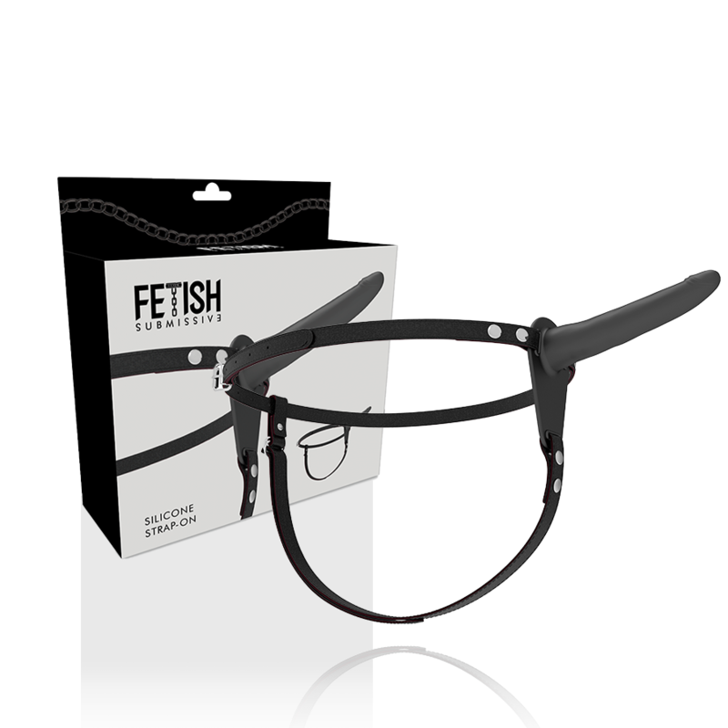 FETISH ONDERDANIGE HARNAS - ZWART SILICONEN 15 CM