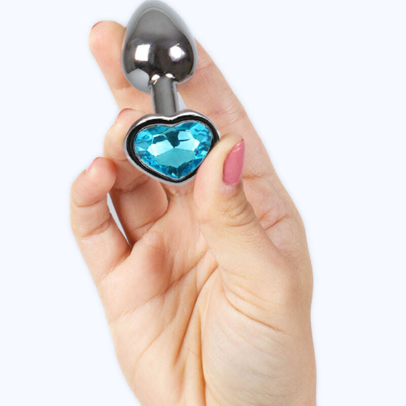 SECRETPLAY - METALEN BUTTPLUG, BLAUW HART, KLEIN FORMAAT 7 CM