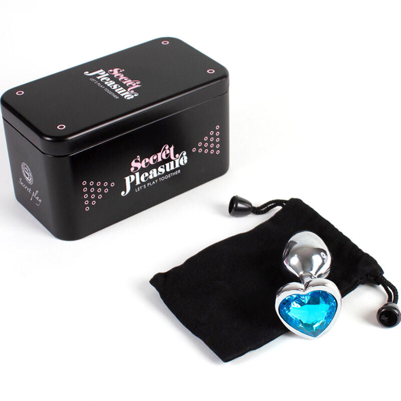 SECRETPLAY - METALEN BUTTPLUG, BLAUW HART, KLEIN FORMAAT 7 CM