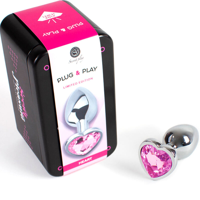 SECRETPLAY - PLUG ANALÉTIQUE EN MÉTAL COEUR FUCHSIA PETIT FORMAT 7 CM