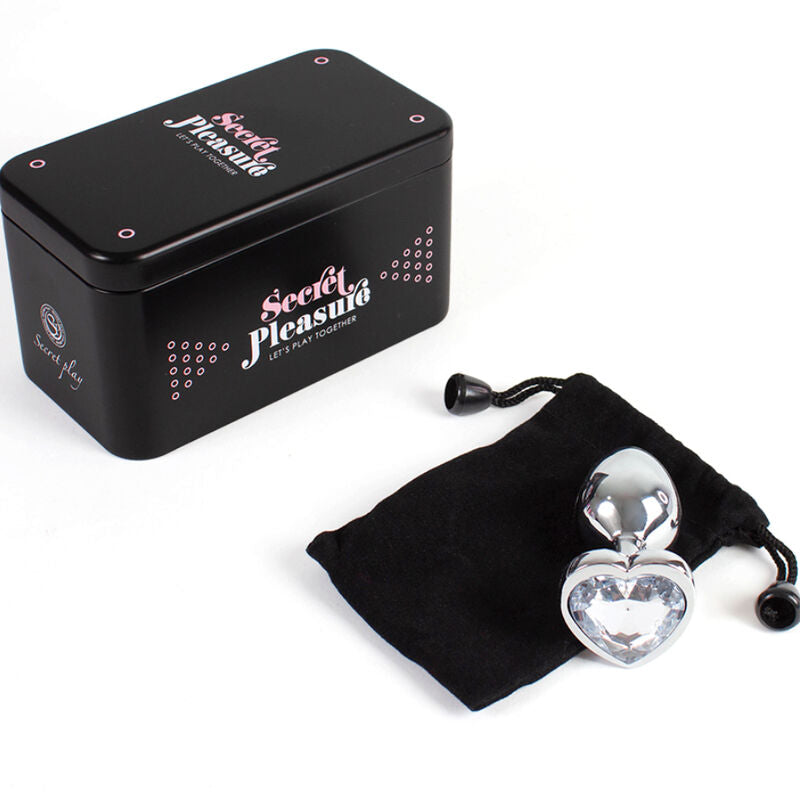SECRETPLAY - METALEN BUTTPLUG, HELDERE KRISTALLEN HART, KLEINE MAAT 7 CM
