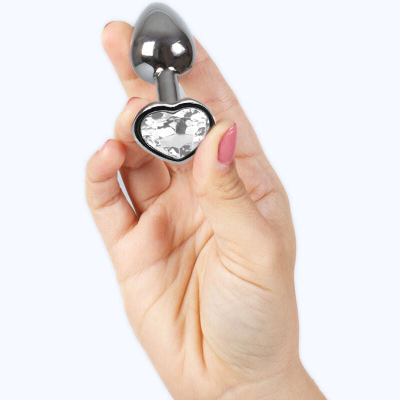 SECRETPLAY - METALEN BUTTPLUG, HELDERE KRISTALLEN HART, KLEINE MAAT 7 CM