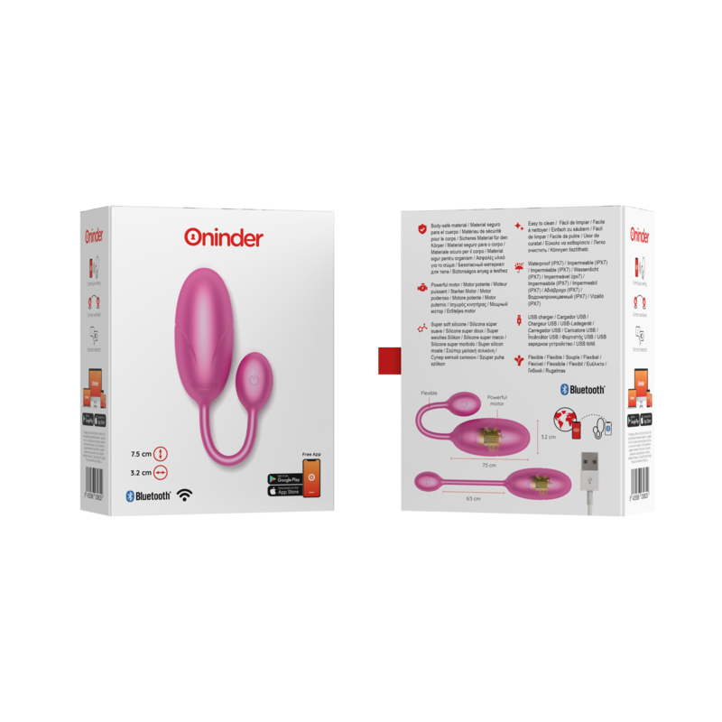 ONINDER - TOKYO VIBRATIE-EI ZWART 7,5 X 3,2 CM GRATIS APP