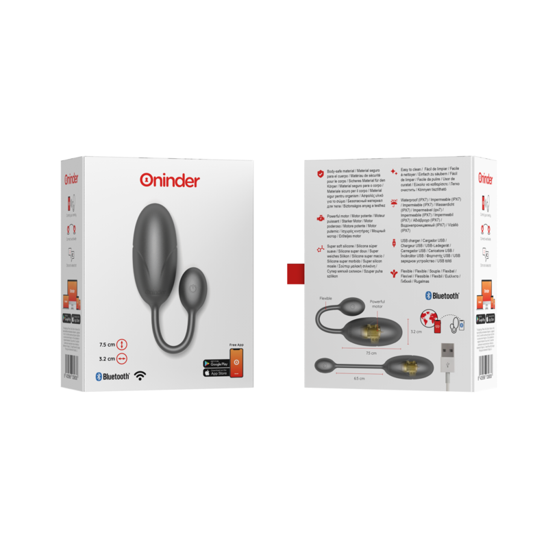 ONINDER - TOKYO VIBRATIE-EI ZWART 7,5 X 3,2 CM GRATIS APP