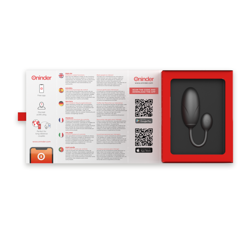 ONINDER - TOKYO VIBRATIE-EI ZWART 7,5 X 3,2 CM GRATIS APP