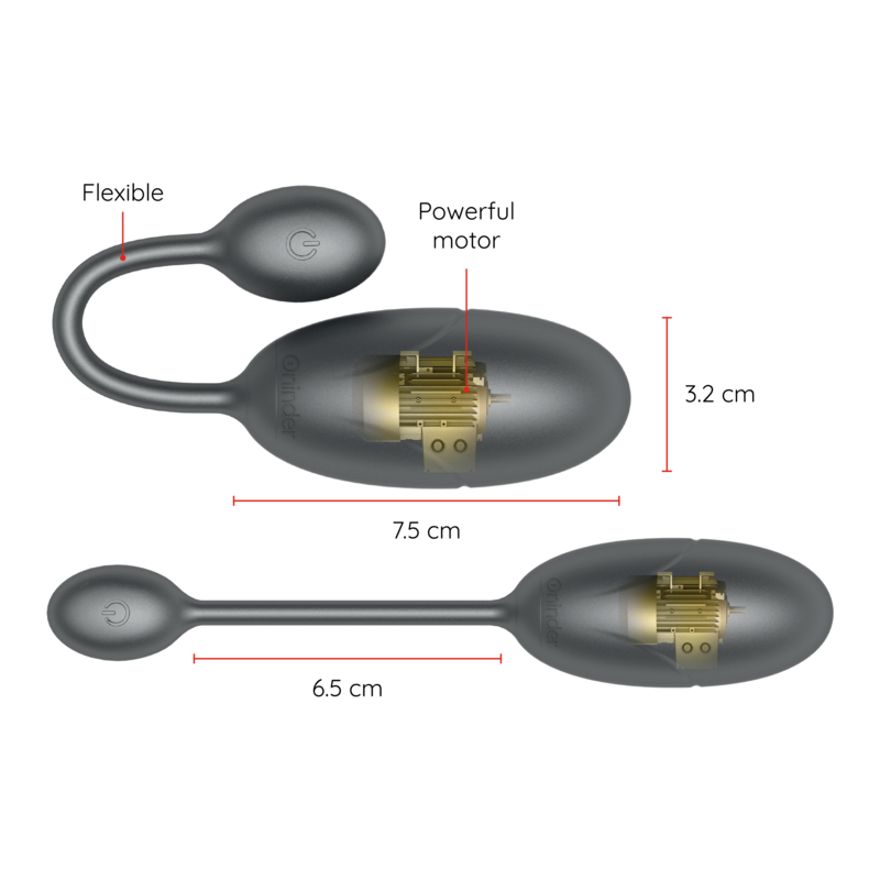 ONINDER - TOKYO VIBRATIE-EI ZWART 7,5 X 3,2 CM GRATIS APP