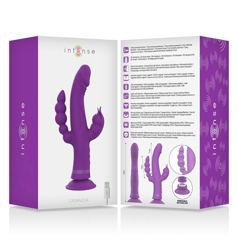 INTENSE - VIBRATEUR CASANOVA RABBIT SILICONE TRIPLE MOTEUR VIOLET