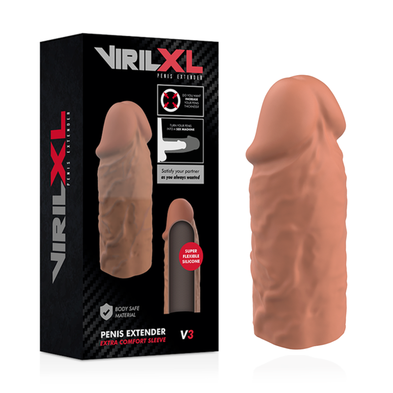 VIRILXL - EXTENSION DE PÉNIS EN SILICONE LIQUIDE V3 MARRON