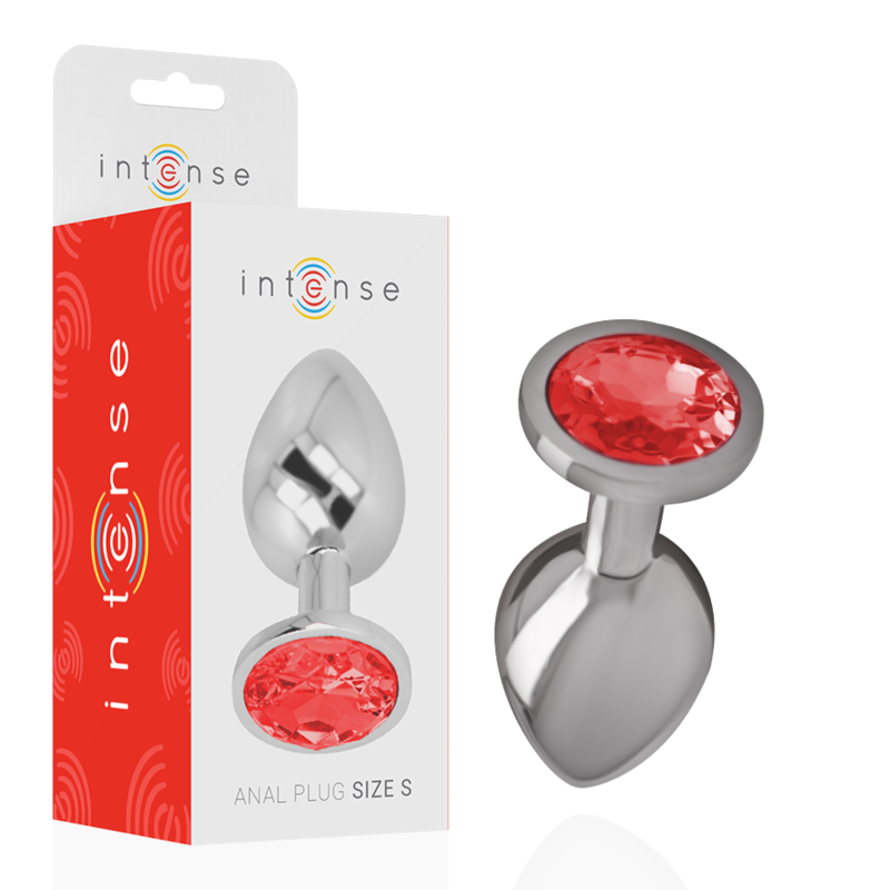 INTENSE - PLUG ANAL EN MÉTAL ALUMINIUM AVEC CRISTAL ROUGE, TAILLE S