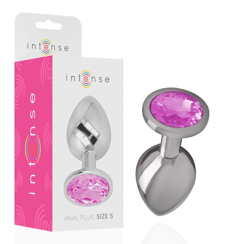 INTENSE - PLUG ANAL EN MÉTAL ALUMINIUM AVEC CRISTAL ROSE, TAILLE S