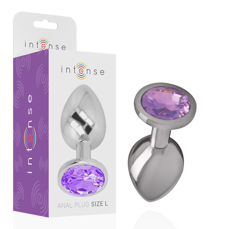 INTENSE - PLUG ANAL EN MÉTAL ALUMINIUM AVEC CRISTAL VIOLET, TAILLE S
