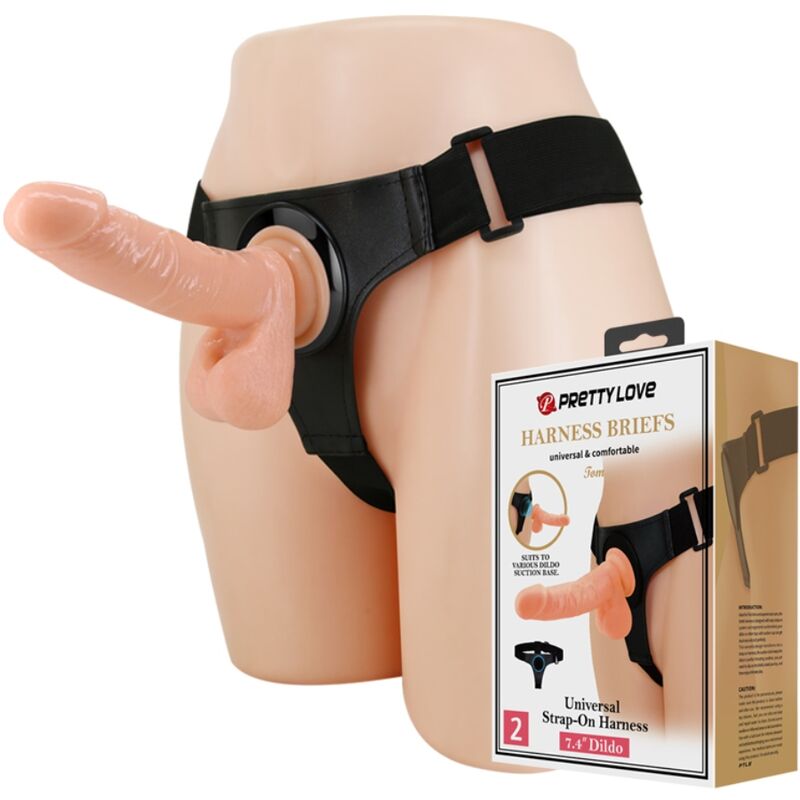 PRETTY LOVE - HARNAS BROEK UNIVERSEEL HARNAS MET DILDO TOM 20 CM NATUURLIJK