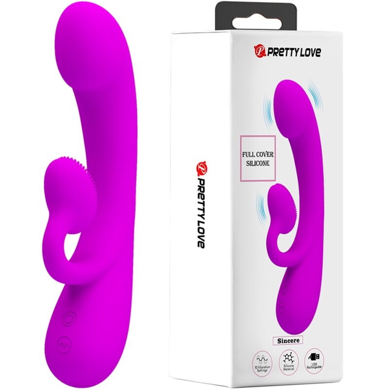 PRETTY LOVE - VIBRATEUR SINCÈRE ET ONDES CLITO-STIMULANTES SILICONE VIOLET