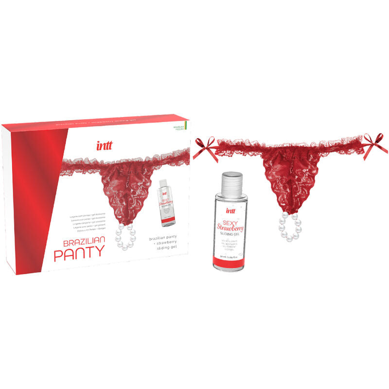 INTT RELEASES - BRAZILIAANS ROOD SLIPJE MET PARELS EN GLIJMIDDEL 50 ML