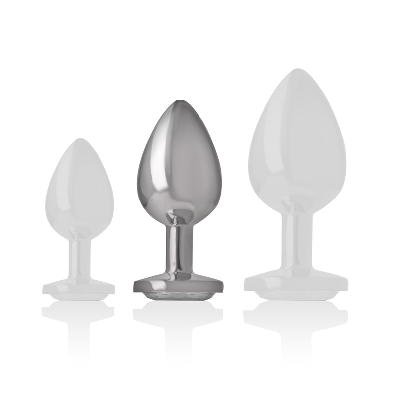 INTENSE - ALUMINIUM METALEN ANAAL PLUG, WIT HART, MAAT M