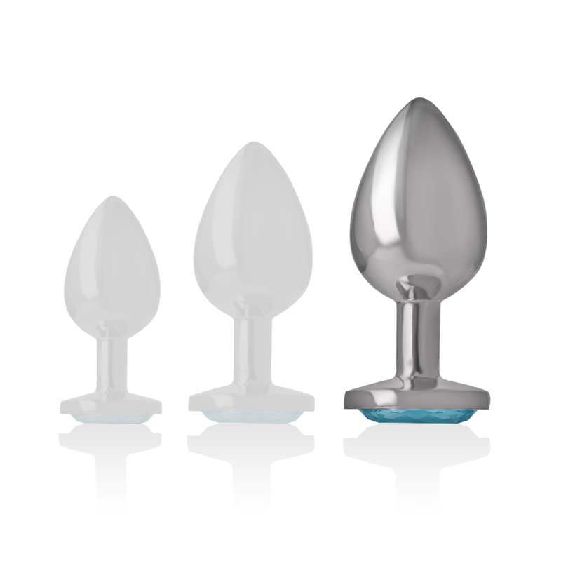 INTENSE - ALUMINIUM METALEN ANAAL PLUG BLAUW HART, MAAT L