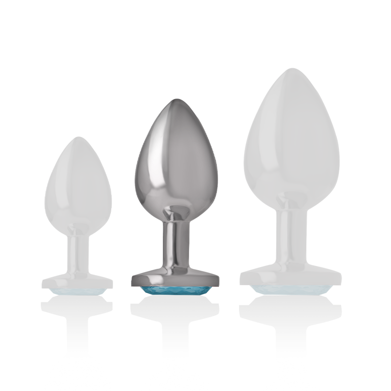 INTENSE - ALUMINIUM METALEN ANAAL PLUG, BLAUW HART, MAAT M