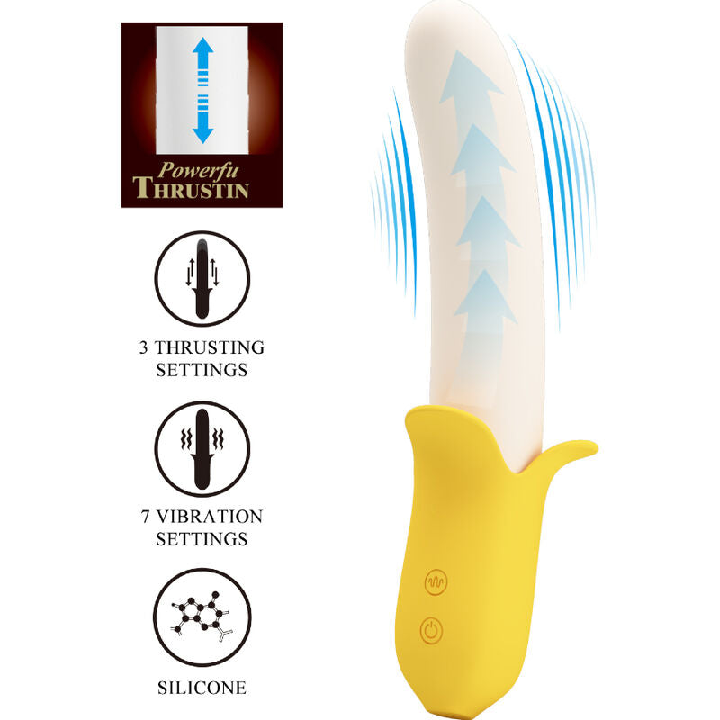 PRETTY LOVE - BANANA GEEK SUPER POWER 7 VIBRATIONS UP&amp;DOWN SILICONE NOIR