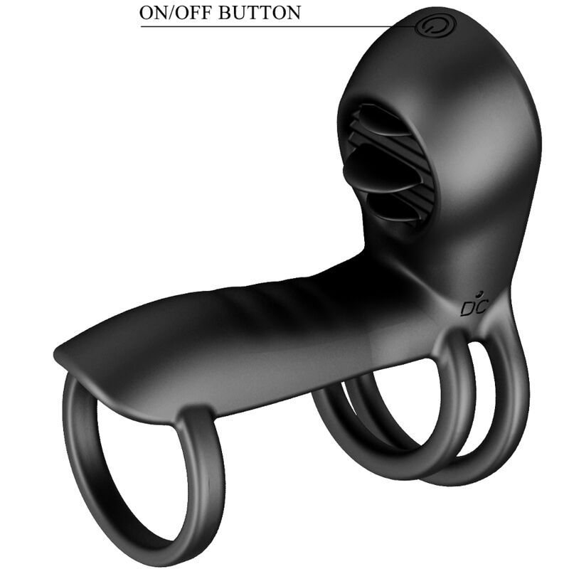 PRETTY LOVE - MANCHONS PÉNIS JAMMY 12 VIBRATIONS AVEC LANGUE EN SILICONE RECHARGEABLE