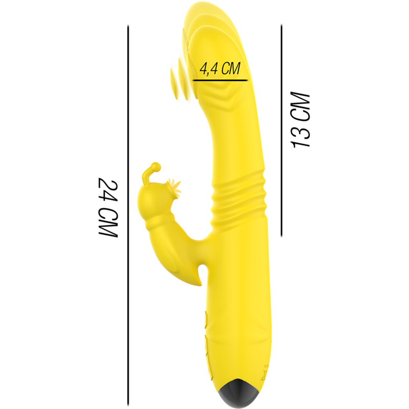 INTENSE - TOKY VIBRATEUR MULTIFONCTIONNEL UP &amp; DOWN AVEC STIMULATEUR CLITORIEN JAUNE