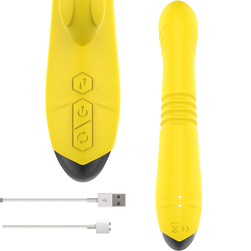 INTENSE - TOKY VIBRATEUR MULTIFONCTIONNEL UP &amp; DOWN AVEC STIMULATEUR CLITORIEN JAUNE