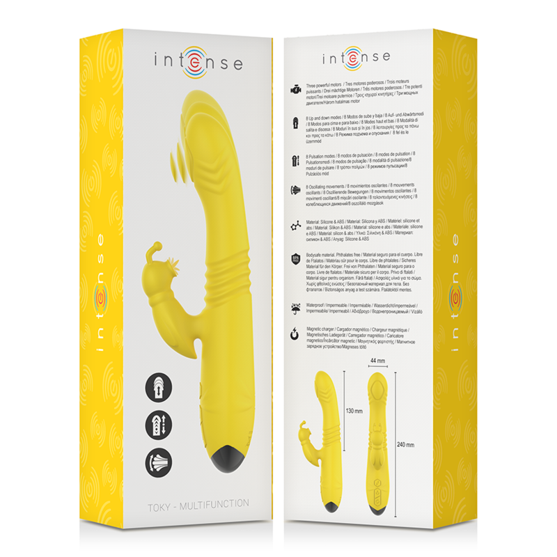 INTENSE - TOKY MULTIFUNCTIONELE VIBRATOR UP &amp; DOWN MET CLITORALE STIMULATOR GEEL