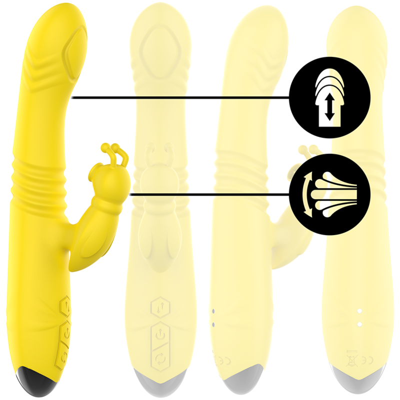 INTENSE - TOKY MULTIFUNCTIONELE VIBRATOR UP &amp; DOWN MET CLITORALE STIMULATOR GEEL