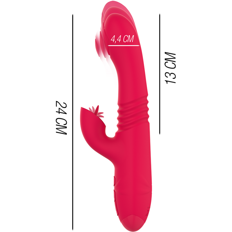 INTENSE - DUA VIBRATEUR MULTIFONCTIONNEL RECHARGEABLE DE HAUT EN BAS AVEC LANGUE ROUGE