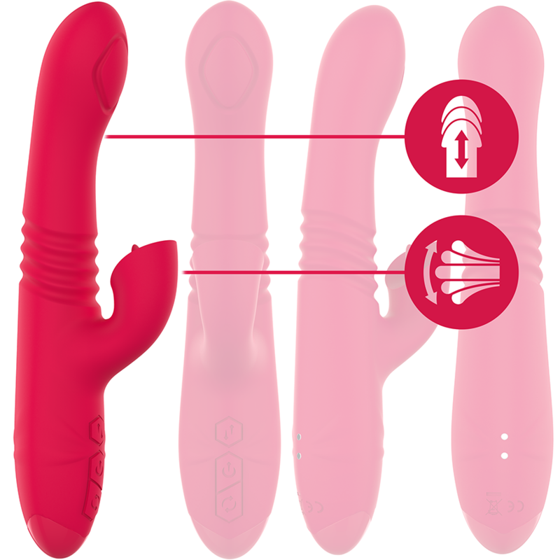 INTENSE - DUA VIBRATEUR MULTIFONCTIONNEL RECHARGEABLE DE HAUT EN BAS AVEC LANGUE ROUGE