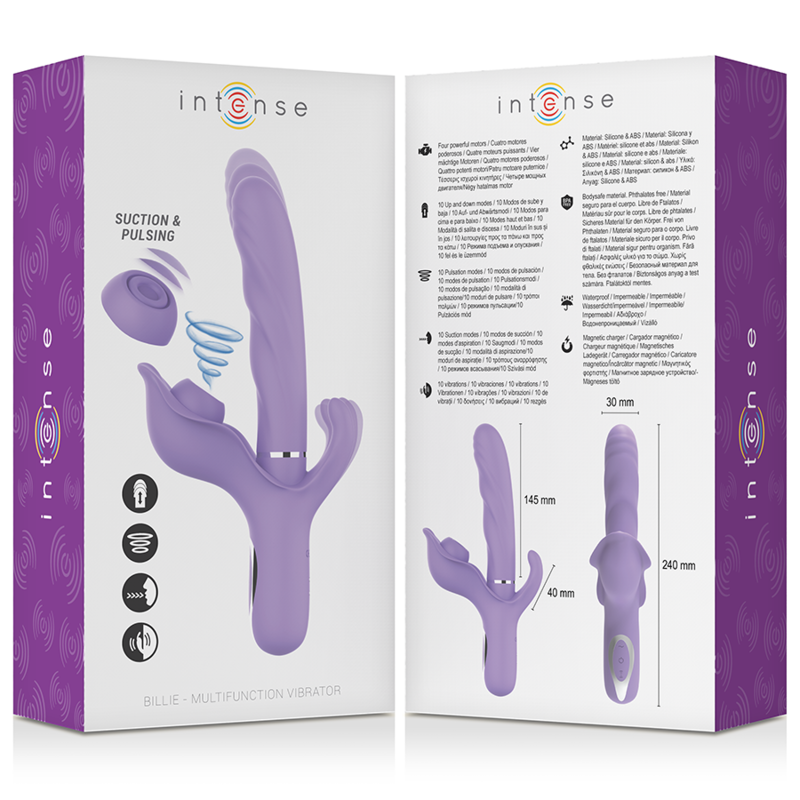 INTENSE - BILLIE OPLAADBARE MULTIFUNCTIONELE VIBRATOR STIMULERENDE GOLVEN MET PAARSE DRUKKNOP