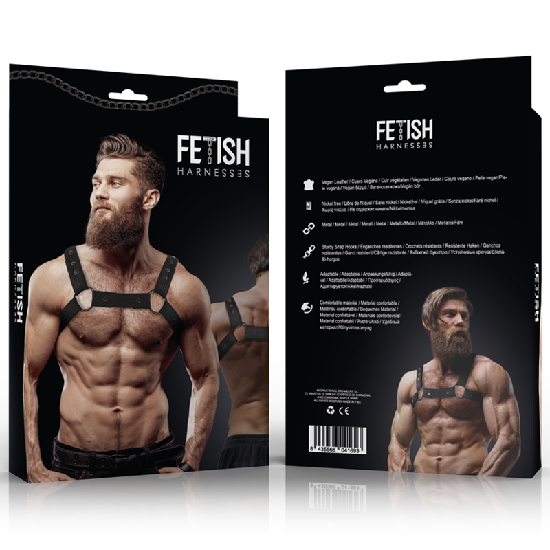 FETISH ONDERDANIGE HOUDING - VERSTELBARE NEOPREEN BORST SPORT HARNAS VOOR MANNEN