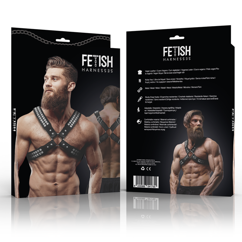 FETISH SUBMISSIVE ATTITUDE - HEREN ECO-LEDEREN KRAAG MET GEKRUISTE BORST EN STUDD