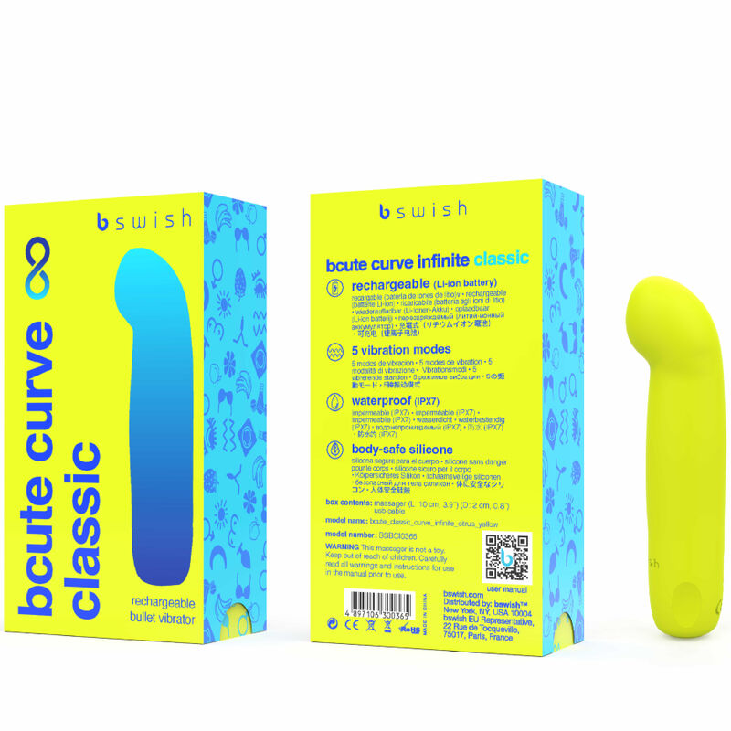 B SWISH - BCUTE CURVE INFINITE CLASSIC VIBRATEUR RECHARGEABLE EN SILICONE JAUNE
