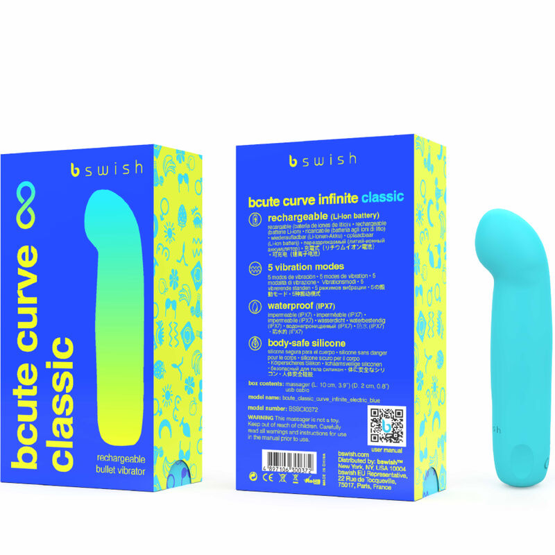 B SWISH - BCUTE CURVE INFINITE VIBRATEUR CLASSIQUE RECHARGEABLE EN SILICONE BLEU
