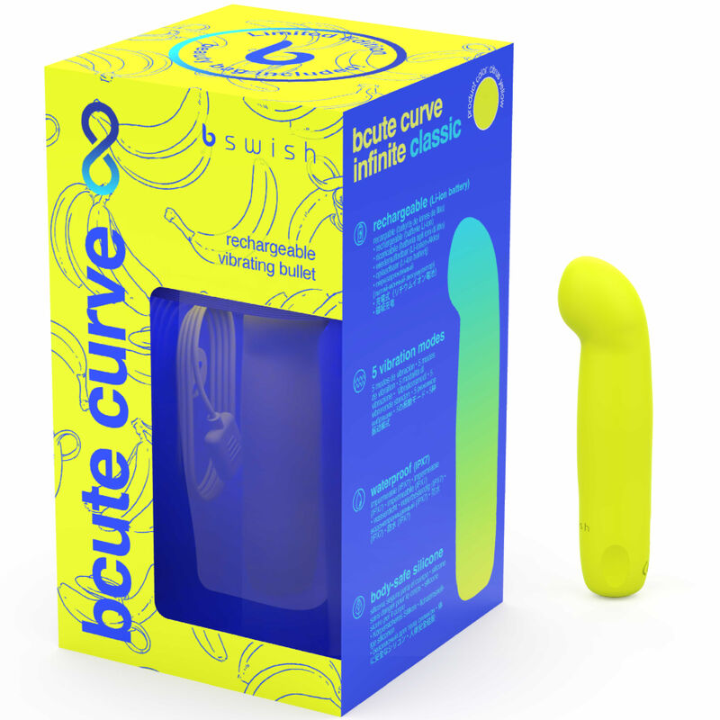 B SWISH - BCUTE CURVE INFINITE CLASSIC ÉDITION LIMITÉE VIBRATEUR RECHARGEABLE EN SILICONE JAUNE