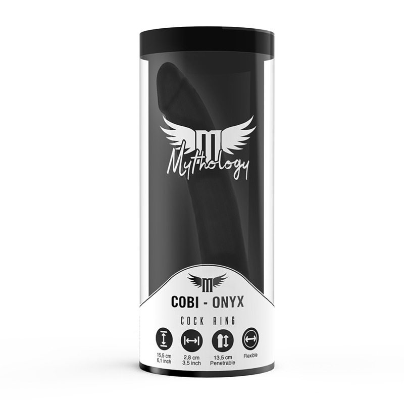 MYTHOLOGY - COBI ONYX ANAL DILDO WITH COCK AND TESTICLE RING 13 CM SILICONE