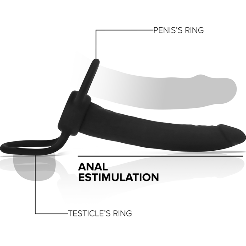 MYTHOLOGY - COBI ONYX ANAL DILDO WITH COCK AND TESTICLE RING 13 CM SILICONE