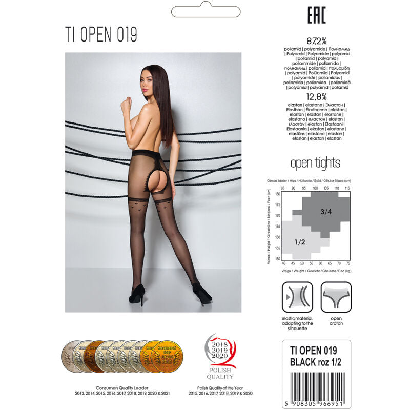 PASSIE - TIOPEN 019 ZWART/RODE PANTY 3/4 20 DEN