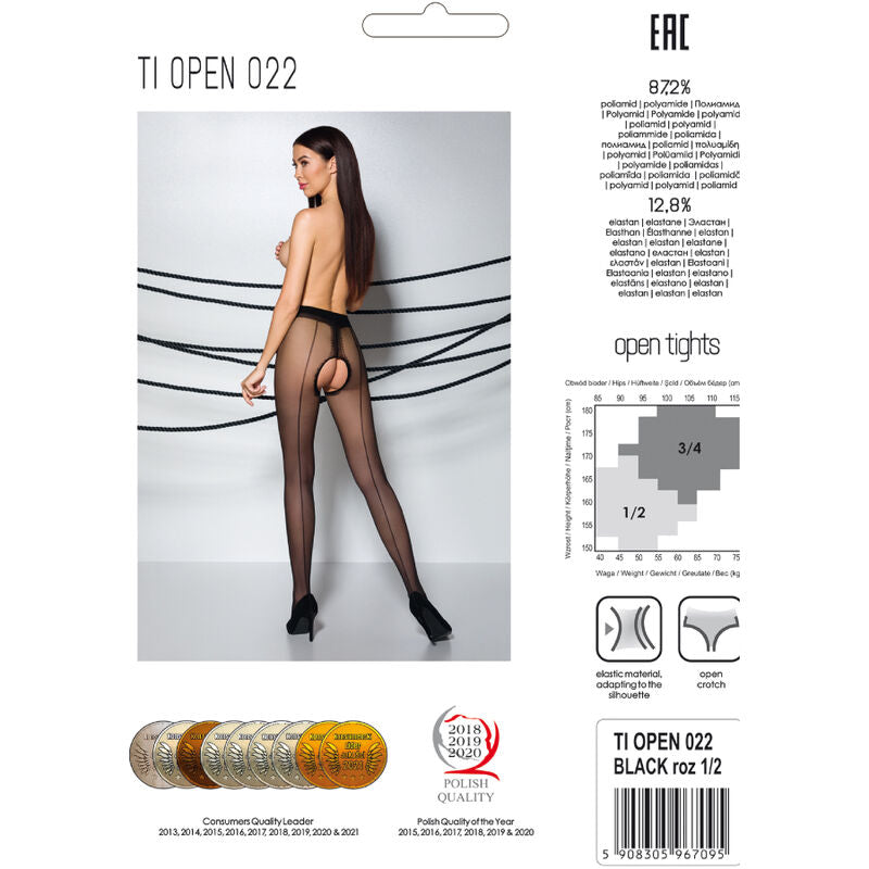 PASSIE - TIOPEN 022 ZWART/RODE PANTY 3/4 20 DEN