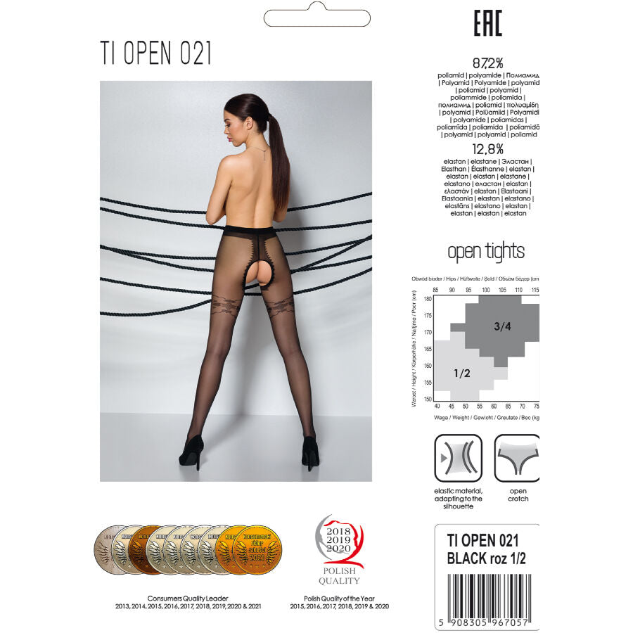 PASSIE - TIOPEN 021 ZWARTE PANTY 3/4 20 DEN