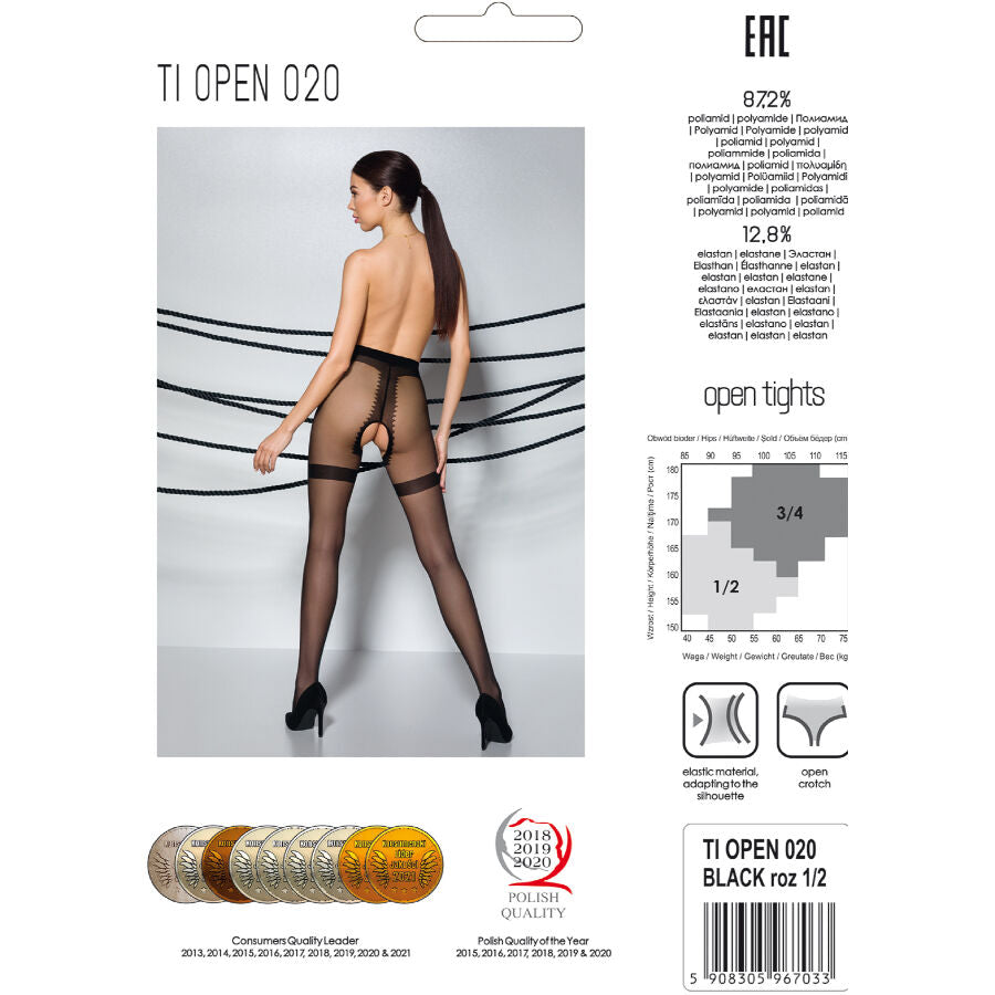 PASSIE - TIOPEN 020 ZWARTE PANTY 3/4 20 DEN